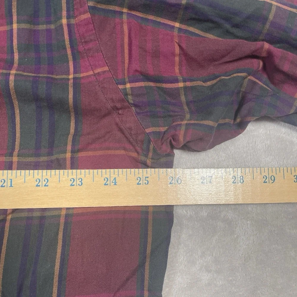 Polo Ralph Lauren Vintage ButtonDown Men's L Tartan Plaid‎ Cotton Burgundy